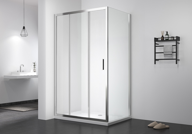 PV 906+PV 01 5/6mm trojklouzavé dveře+pevné sklo posuvné klasický sprchový kout